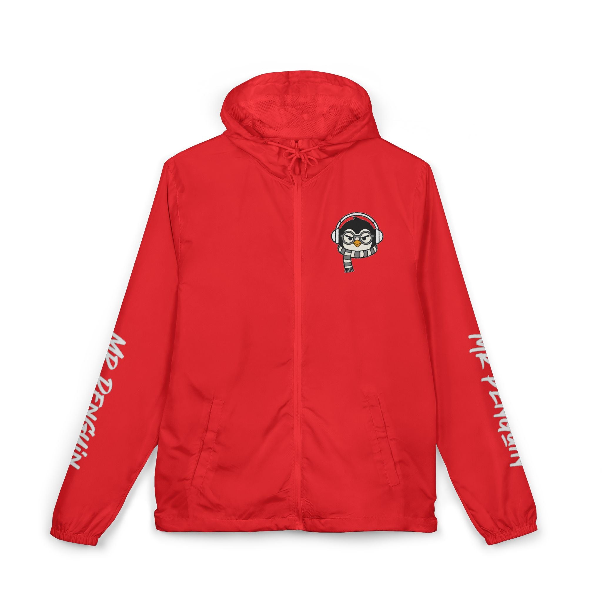PENGU Windbreaker Jacket — 'Beauty Seen Different Being' Graphic Hooded Windbreaker