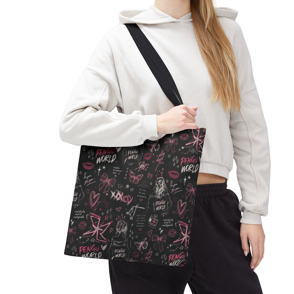 PENGU Edgy Black & Pink Tote Bag