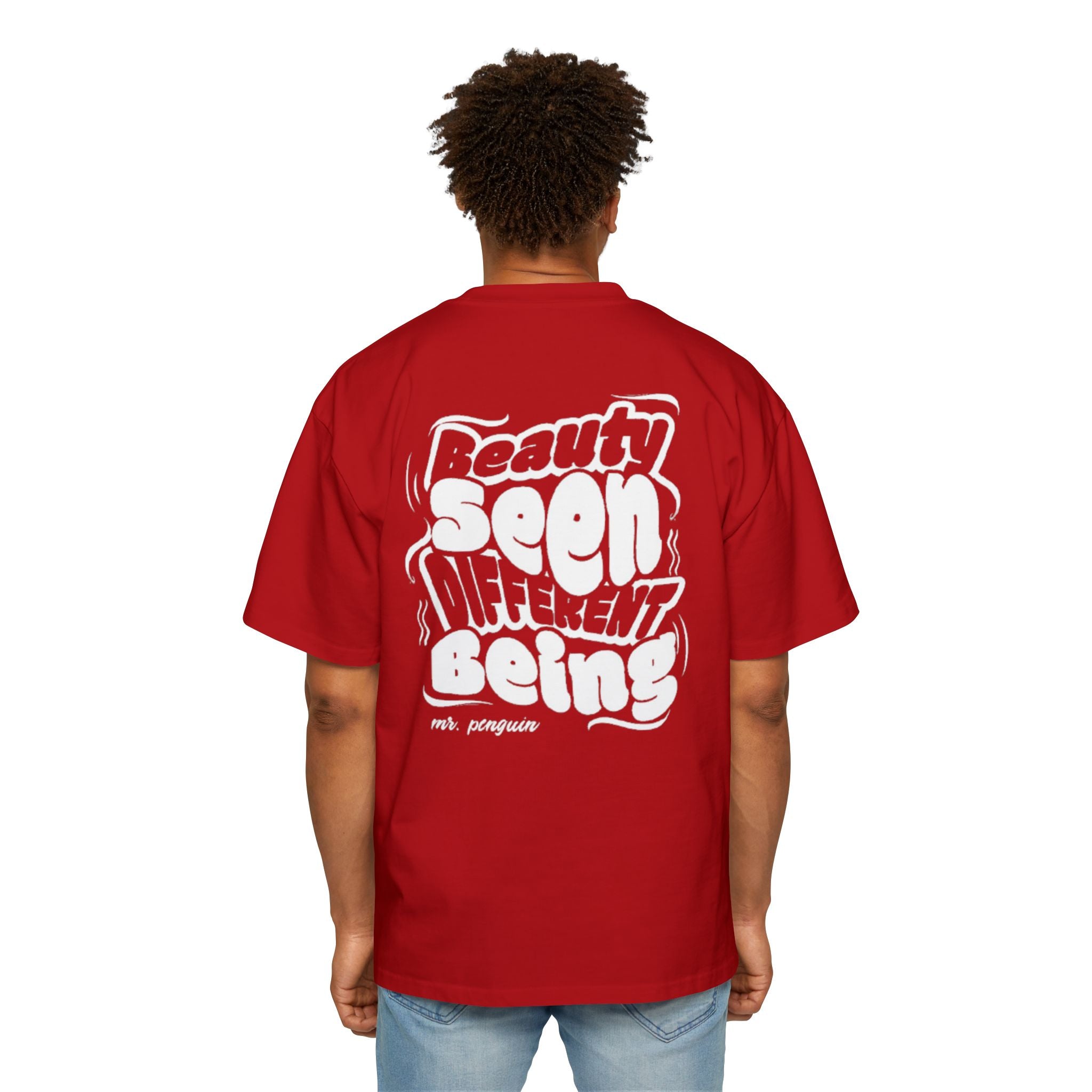 PENGU "TMJ" Oversized Tee — "Beauty Seen Different Being" Graphic Tee