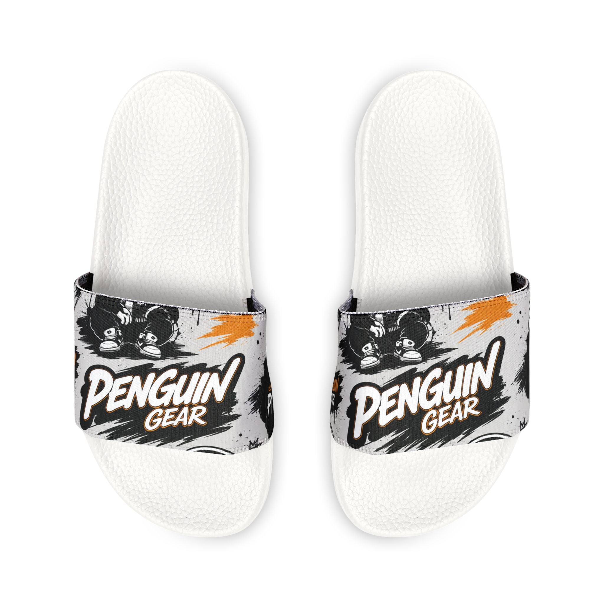 PENGU Penguin Gear Men's Slide Sandals – Adjustable Removable Strap Casual Pool & Beach Slides
