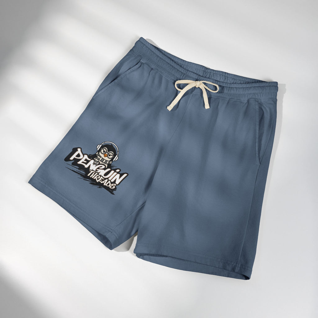 PENGU Penguin Threads Fleece Sweat Shorts – Casual Garment-Dyed Lounge Shorts with Logo