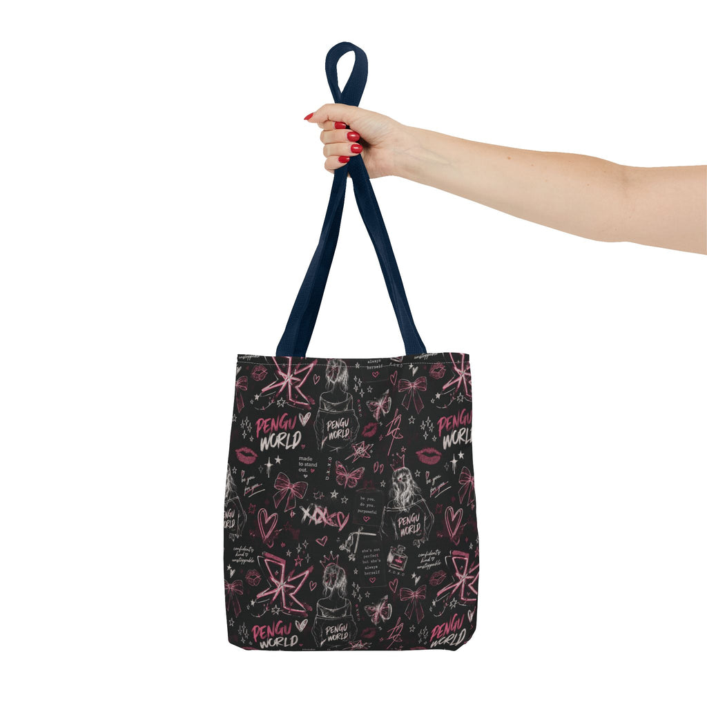PENGU Edgy Black & Pink Tote Bag