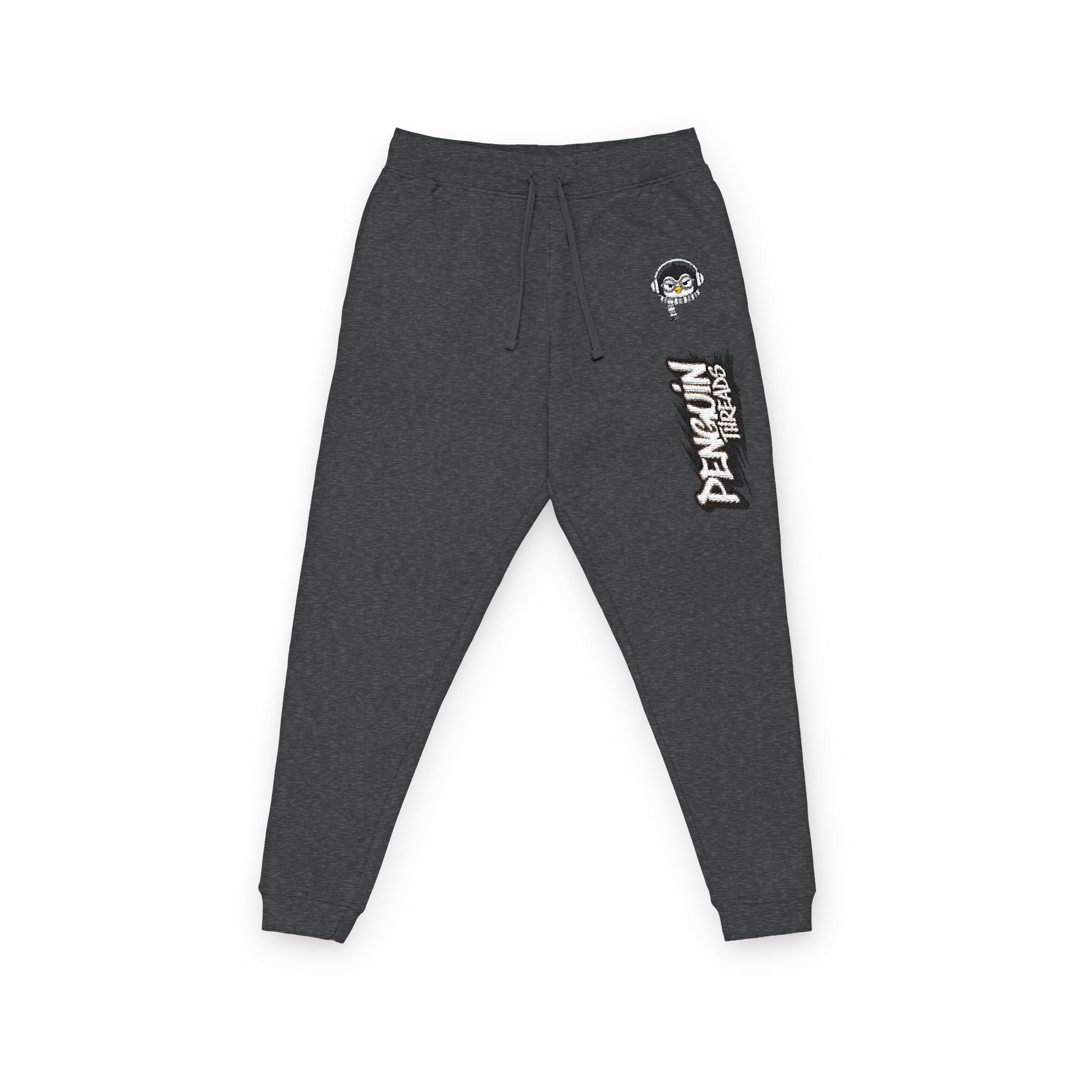 PENGU Embroidered Street Logo Joggers — Vintage Graphic Fleece Sweatpants