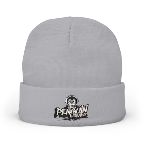 Embroidered PENGU Beanie - 'Penguin Threads' Knit Winter Hat