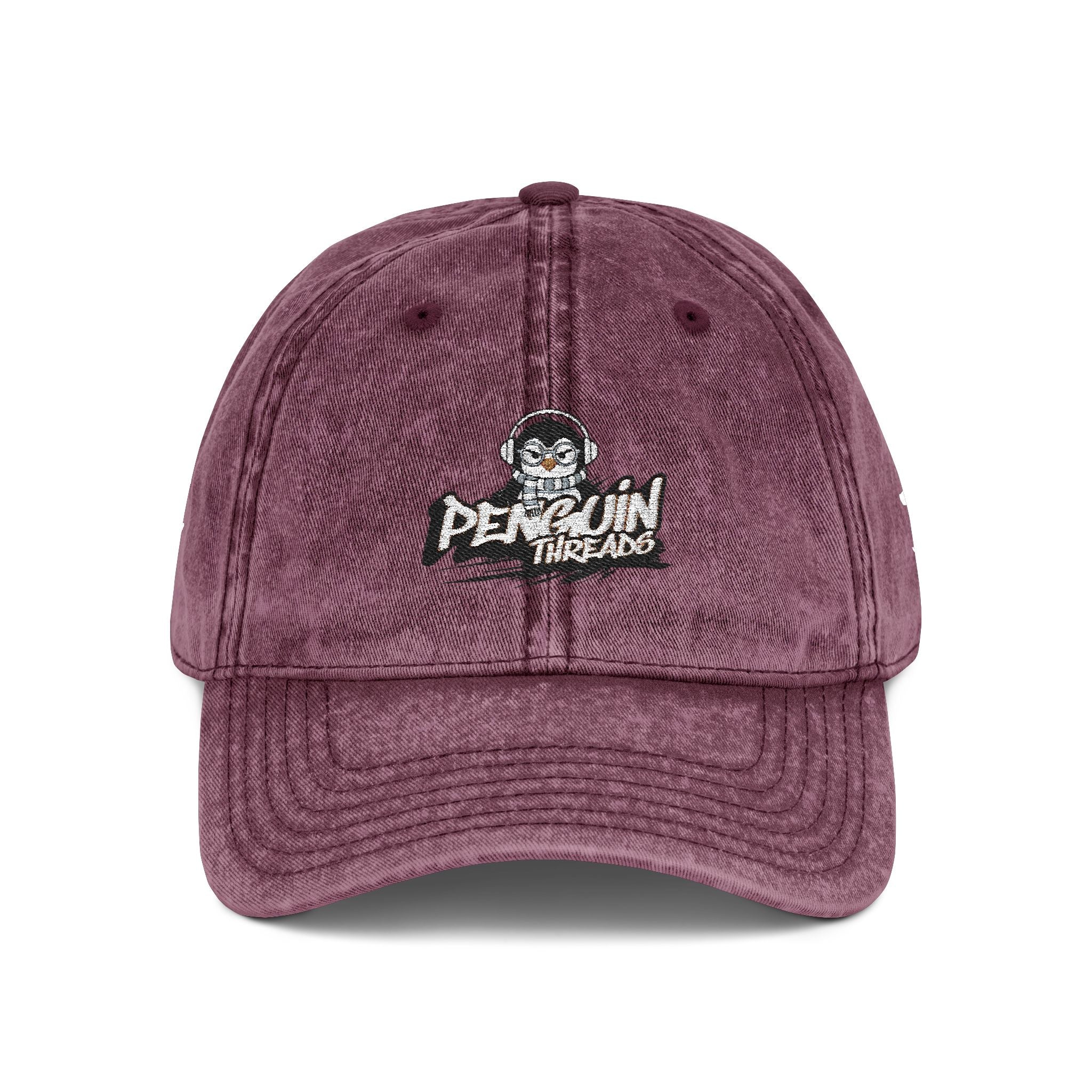 PENGU Vintage Embroidered Baseball Cap — 'Penguin Threads' Logo