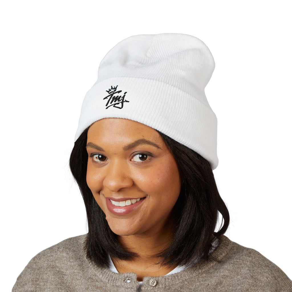 Embroidered TMJ Crown Beanie — Classic Cuffed Knit Hat