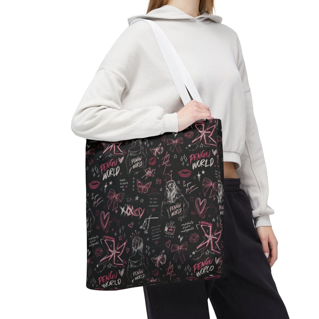 PENGU Edgy Black & Pink Tote Bag