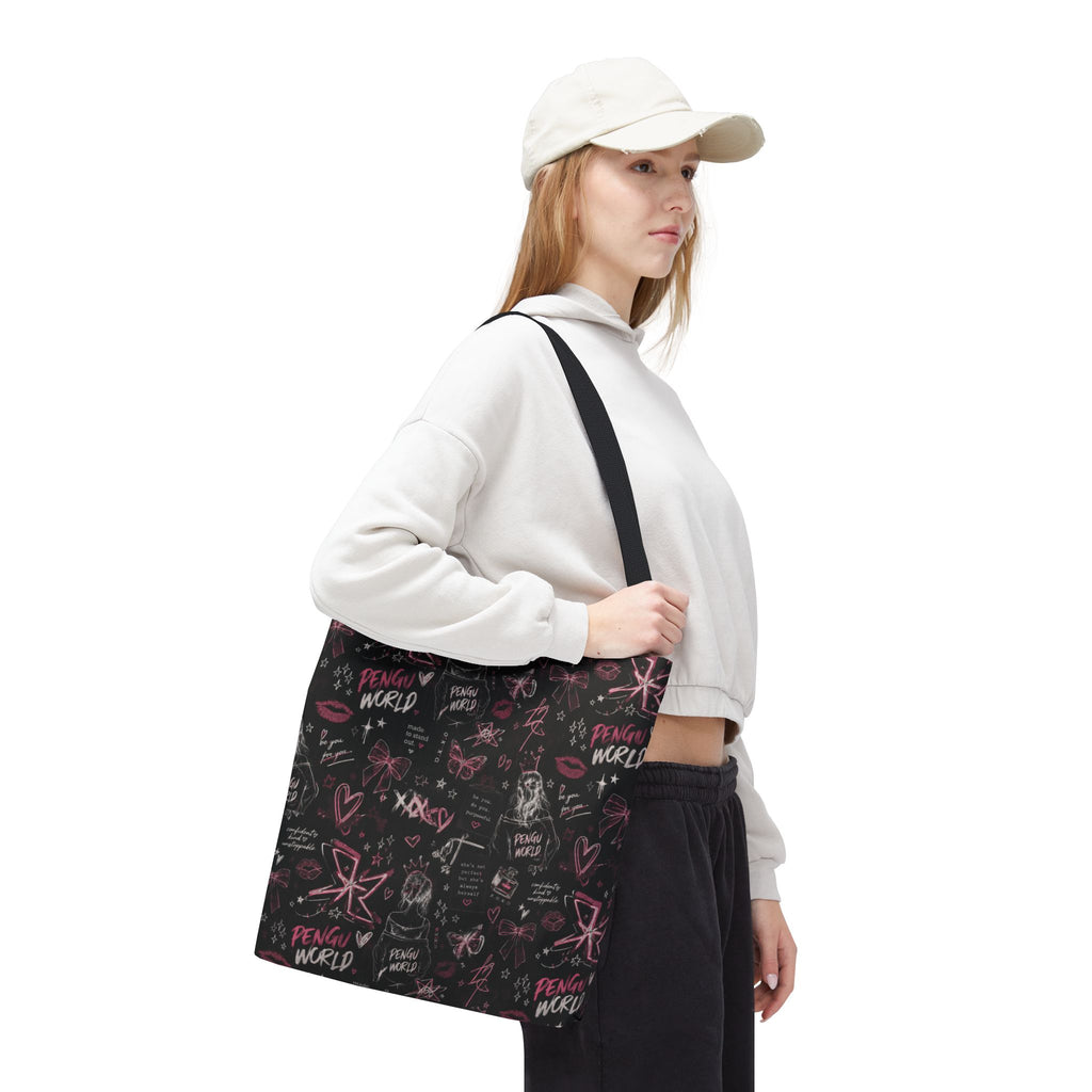 PENGU Edgy Black & Pink Tote Bag