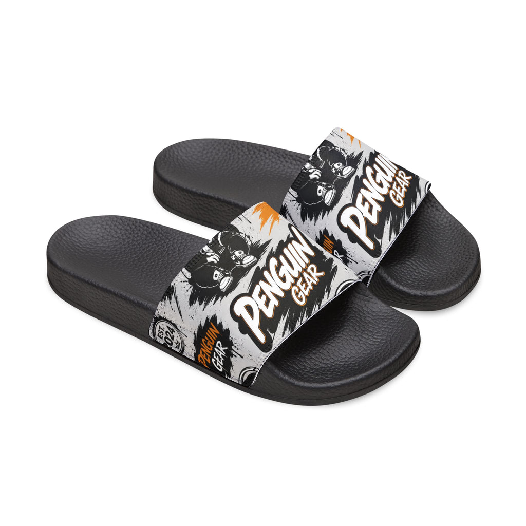 PENGU Penguin Gear Men's Slide Sandals – Adjustable Removable Strap Casual Pool & Beach Slides