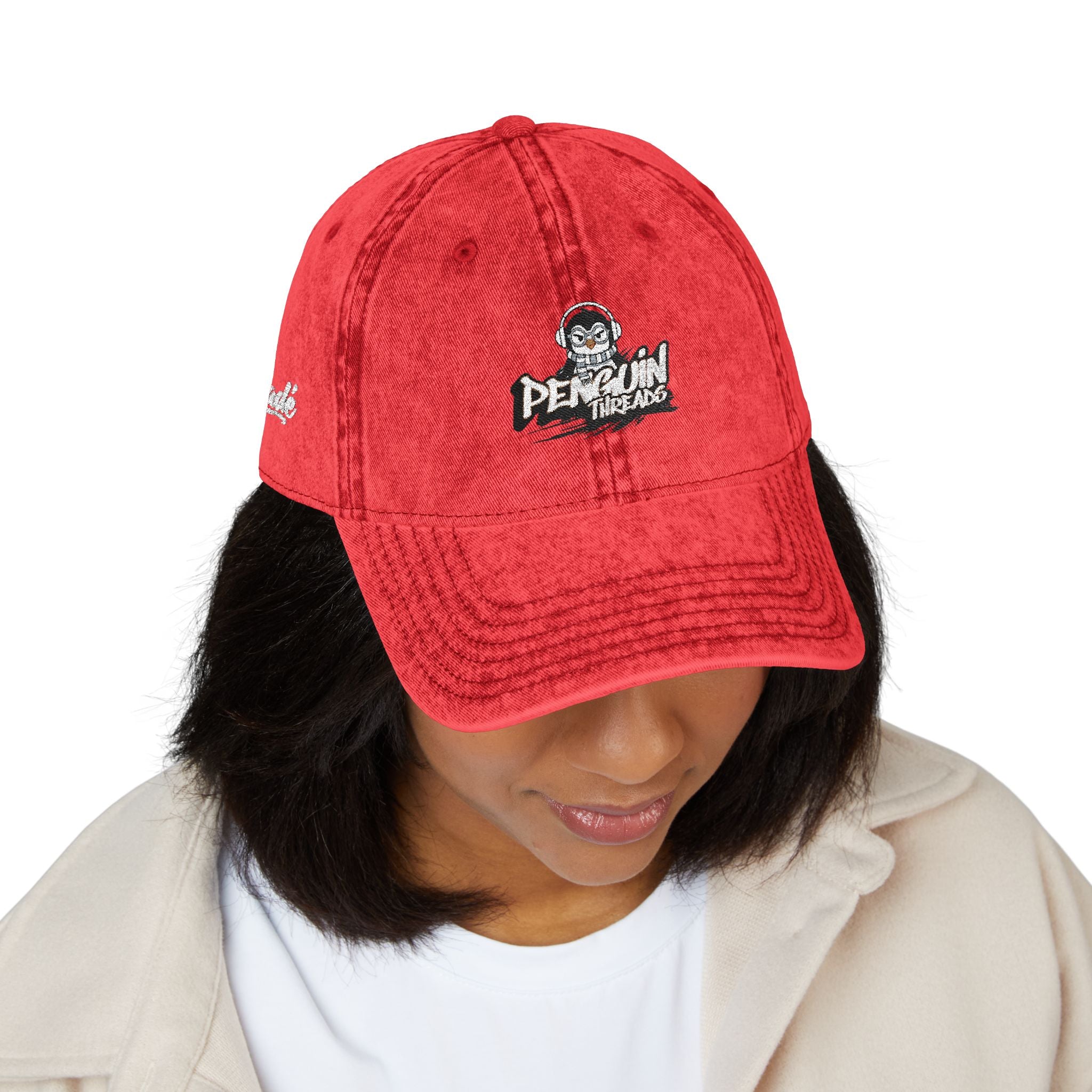PENGU Vintage Embroidered Baseball Cap — 'Penguin Threads' Logo