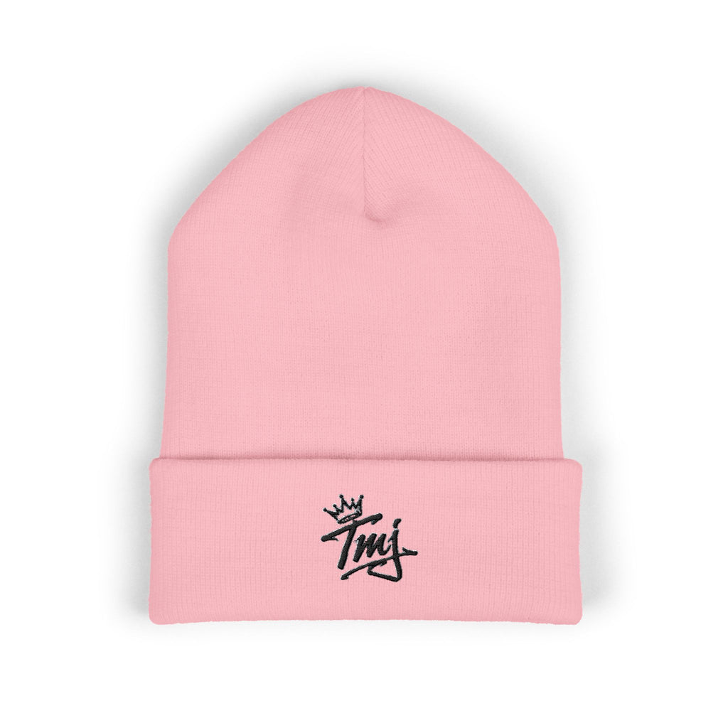 Embroidered TMJ Crown Beanie — Classic Cuffed Knit Hat