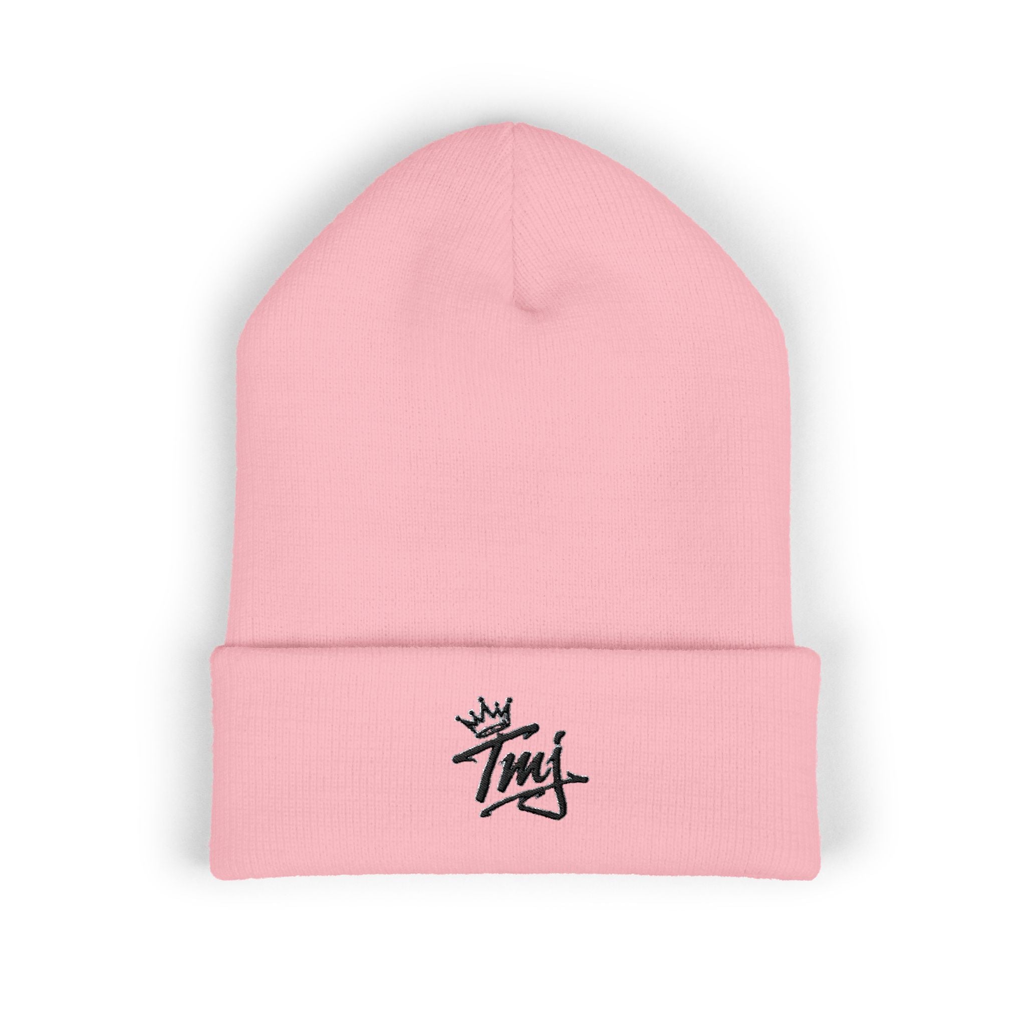 Embroidered TMJ Crown Beanie — Classic Cuffed Knit Hat