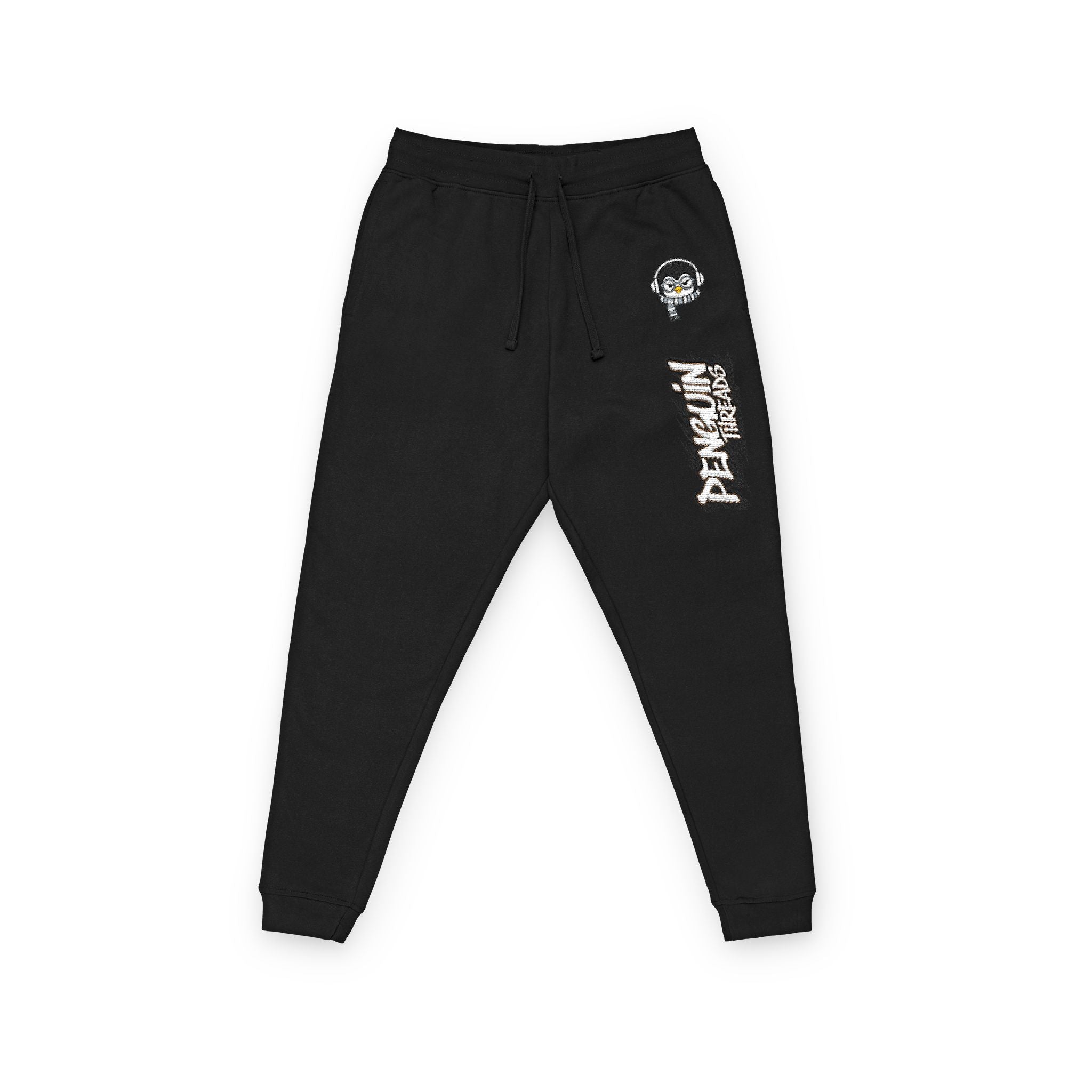 PENGU Embroidered Street Logo Joggers — Vintage Graphic Fleece Sweatpants