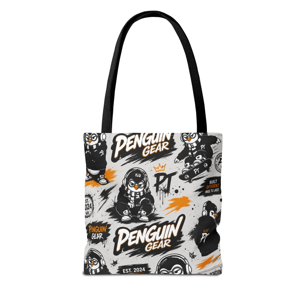 PENGU Penguin Gear Graphic Tote Bag — All-Over-Print Streetwear Tote