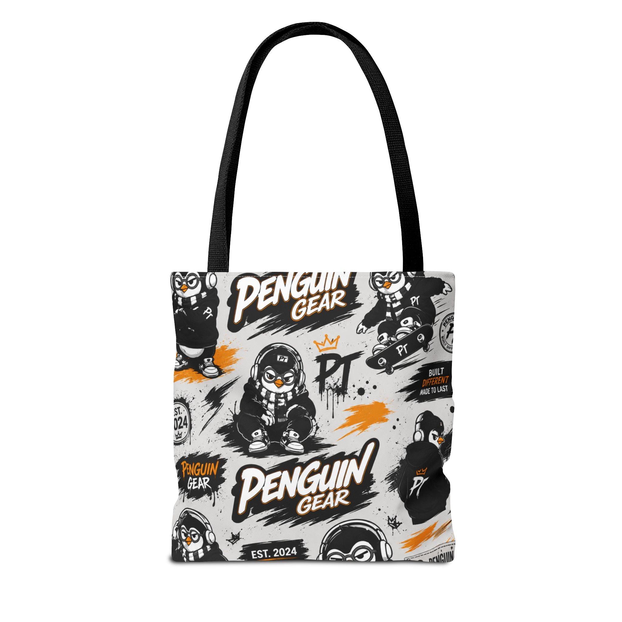 PENGU Penguin Gear Graphic Tote Bag — All-Over-Print Streetwear Tote