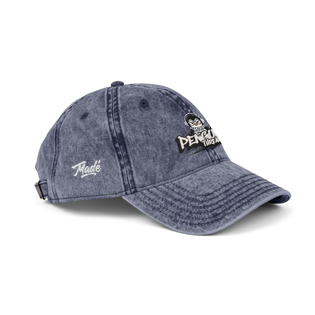 PENGU Vintage Embroidered Baseball Cap — 'Penguin Threads' Logo