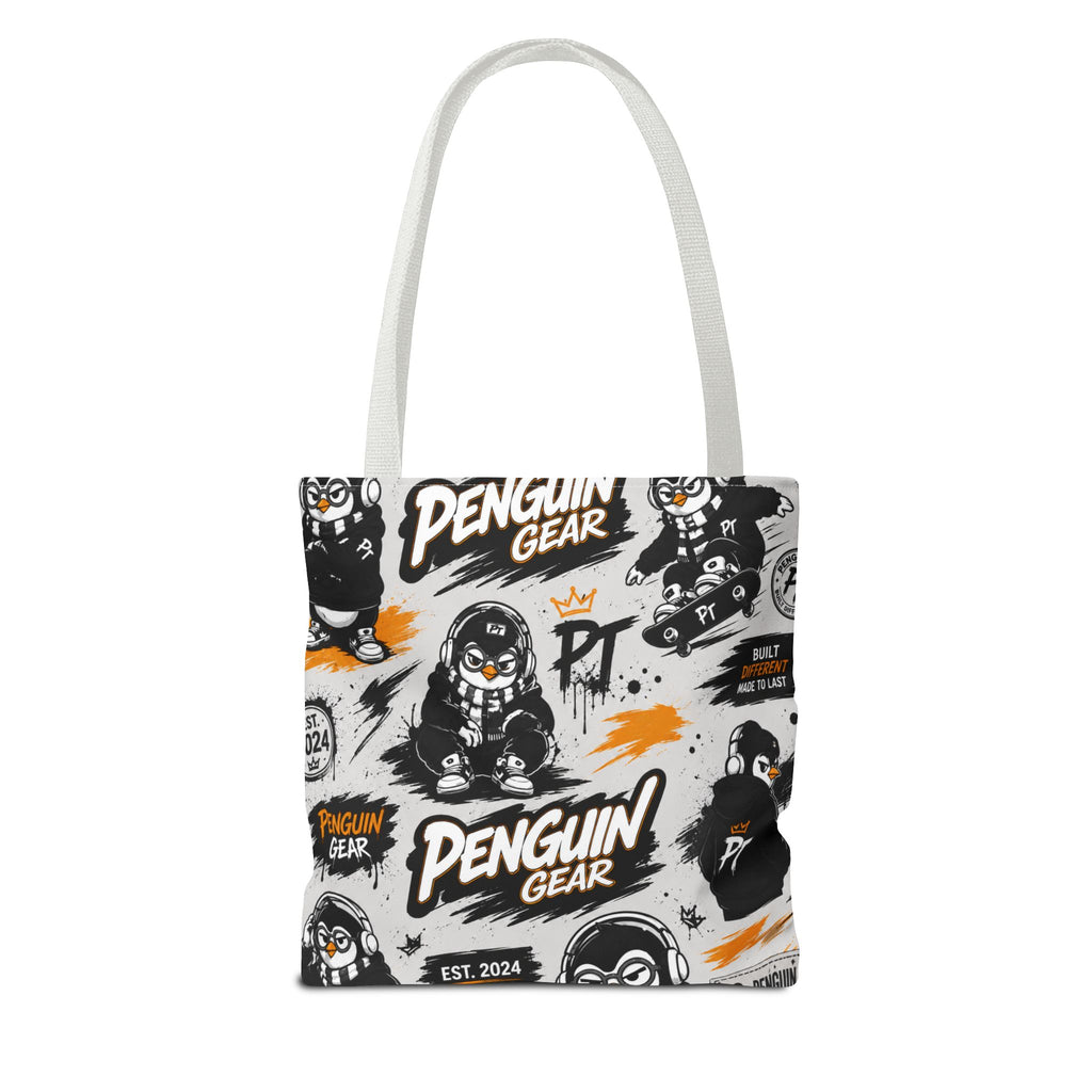 PENGU Penguin Gear Graphic Tote Bag — All-Over-Print Streetwear Tote