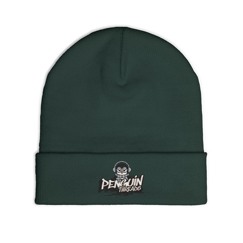Embroidered PENGU Beanie - 'Penguin Threads' Knit Winter Hat
