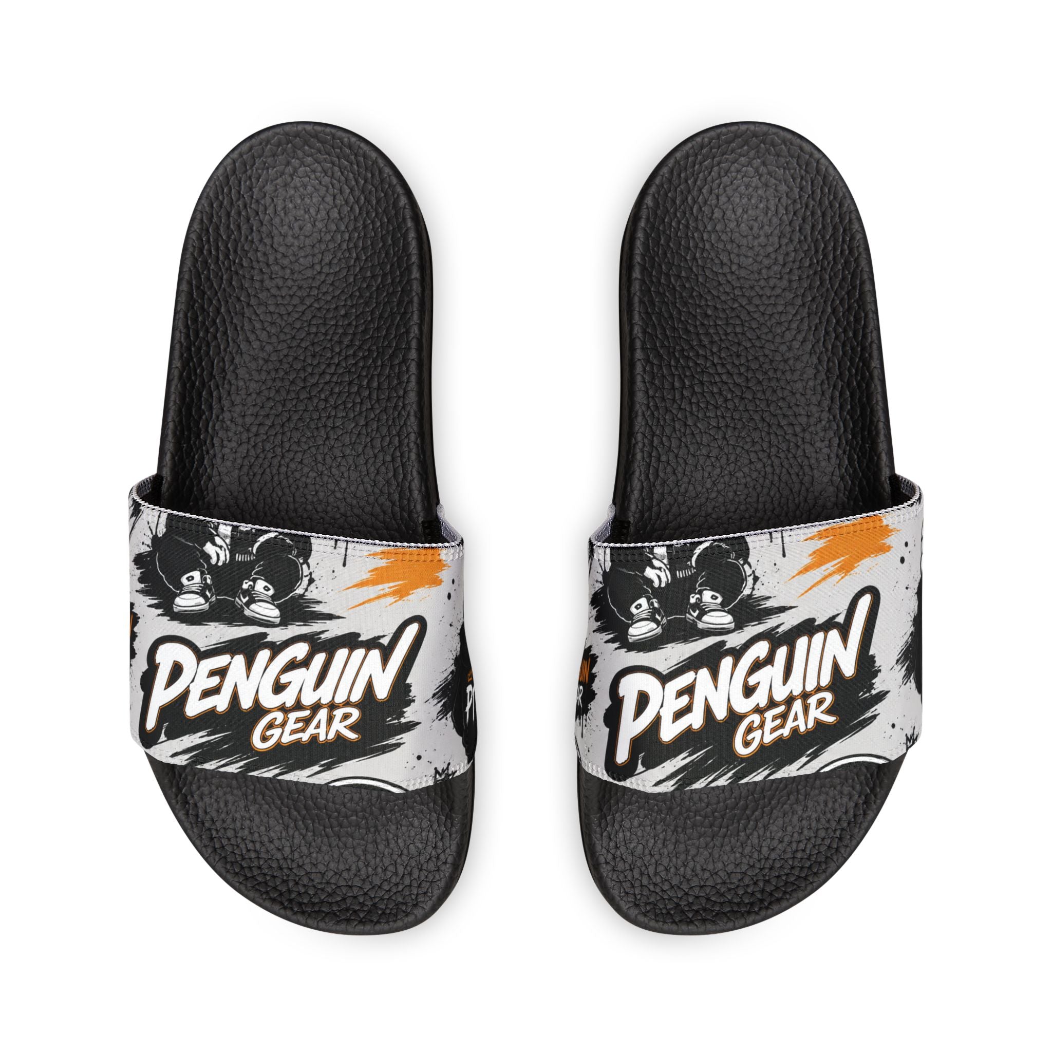 PENGU Penguin Gear Men's Slide Sandals – Adjustable Removable Strap Casual Pool & Beach Slides