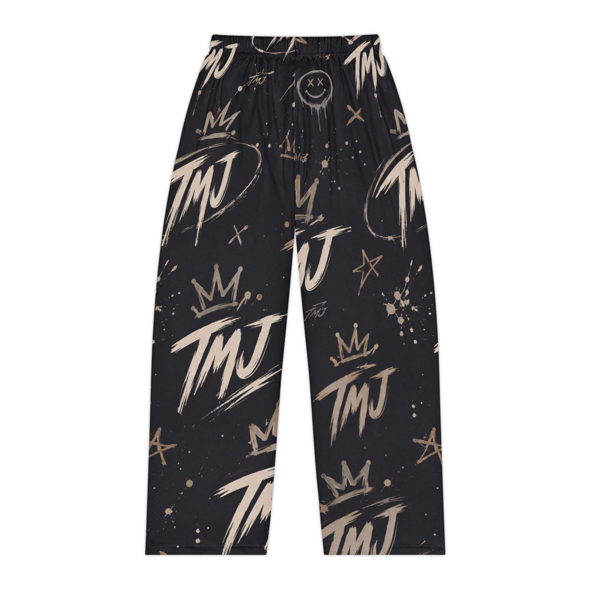 PENGU TMJ Pajama Pants — Women's Relaxed Sleepwear with Crown & Graffiti Print