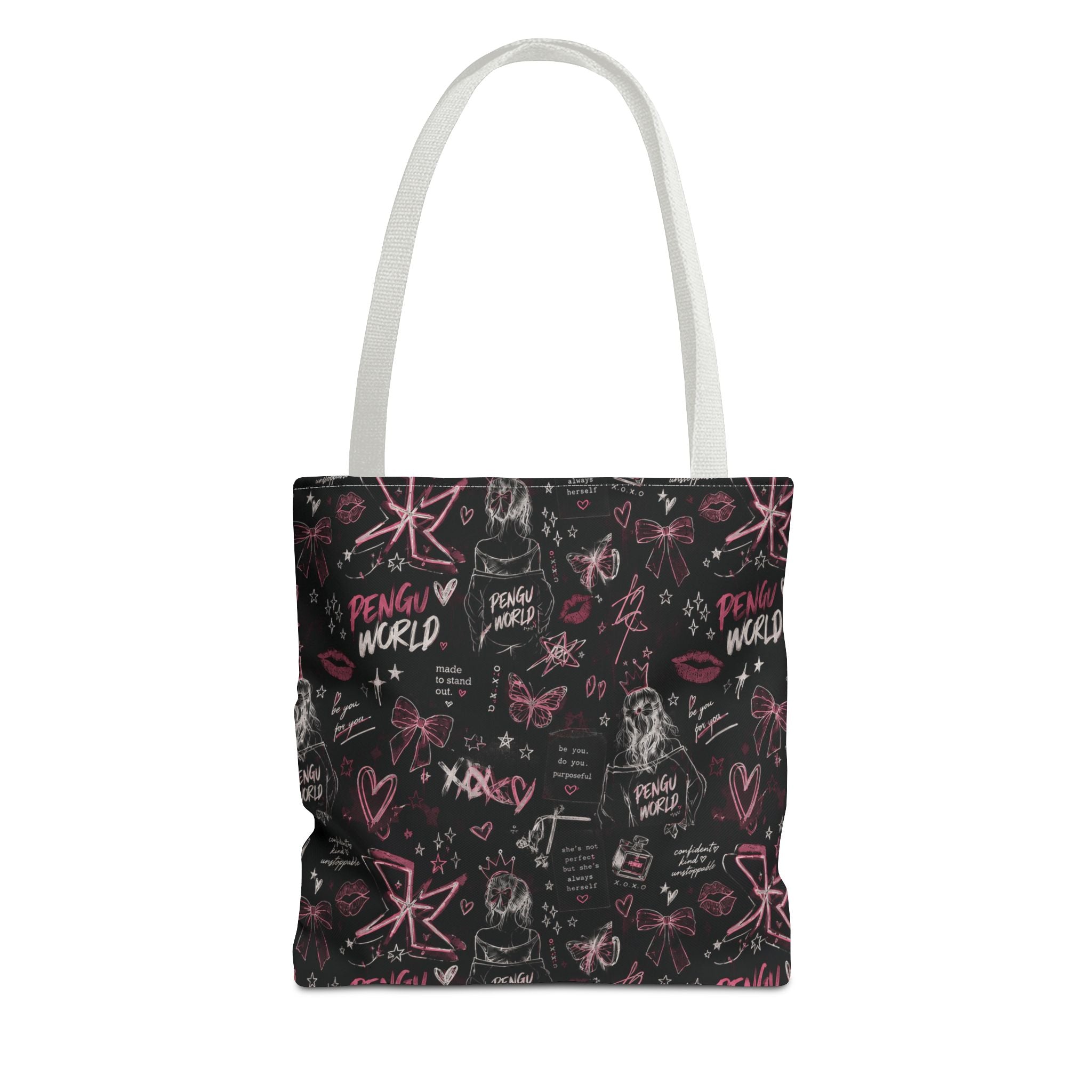 PENGU Edgy Black & Pink Tote Bag
