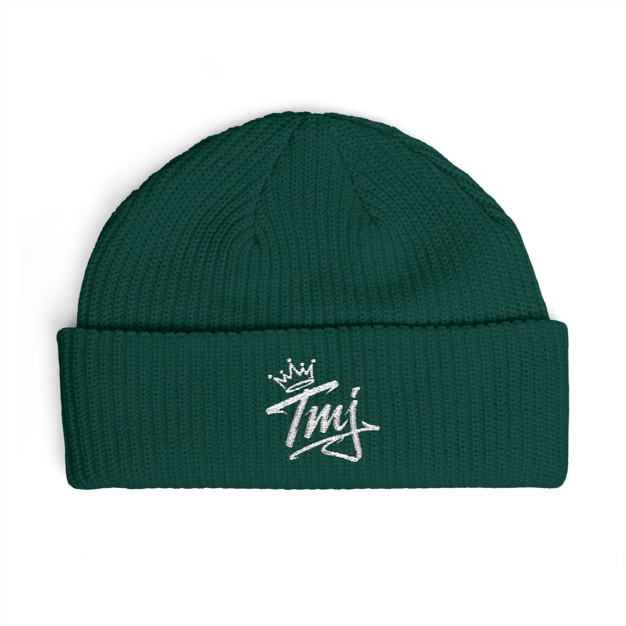 PENGU Cuff Beanie - Embroidered 'TMJ' Crown Knit Hat