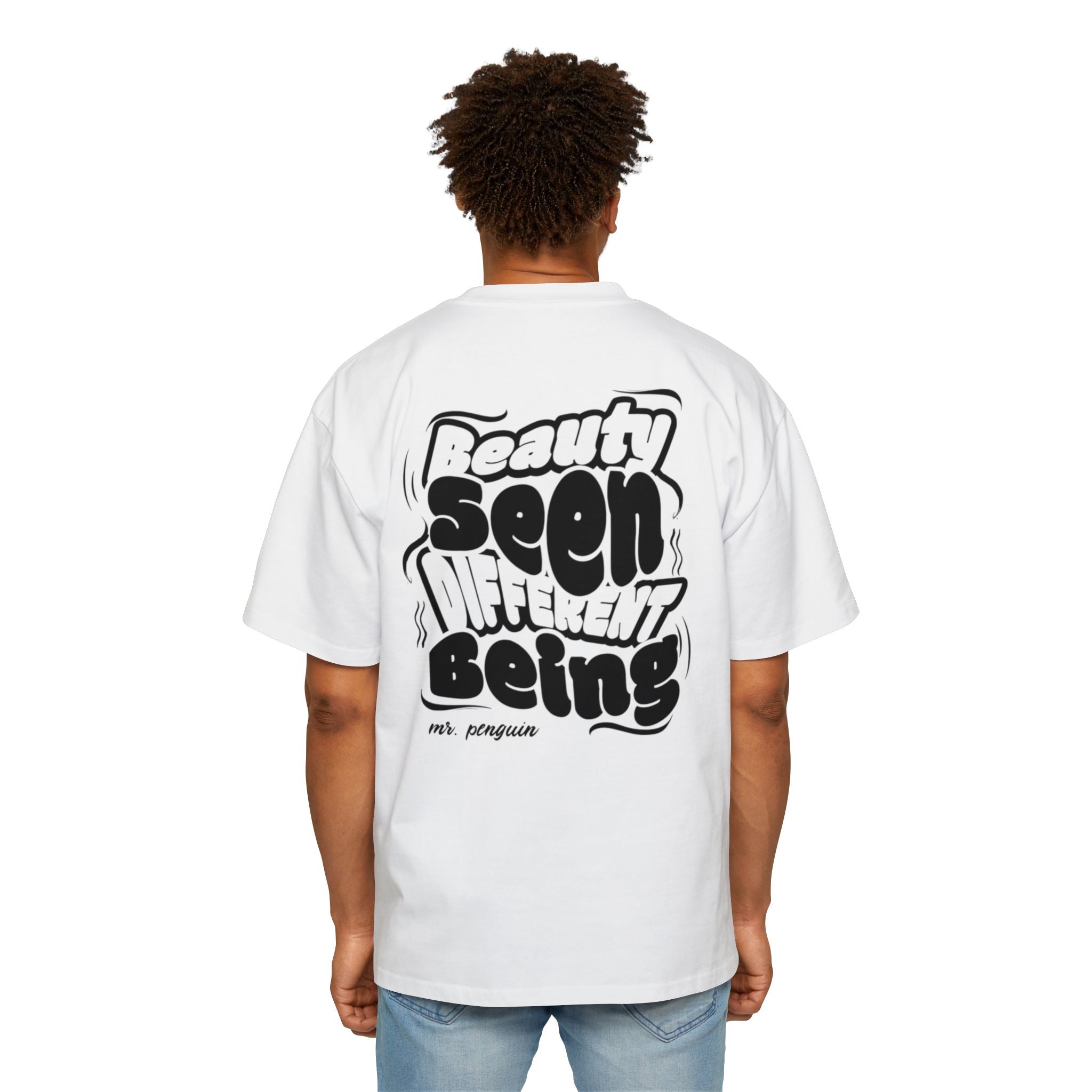 PENGU "TMJ" Oversized Tee — "Beauty Seen Different Being" Graphic Tee