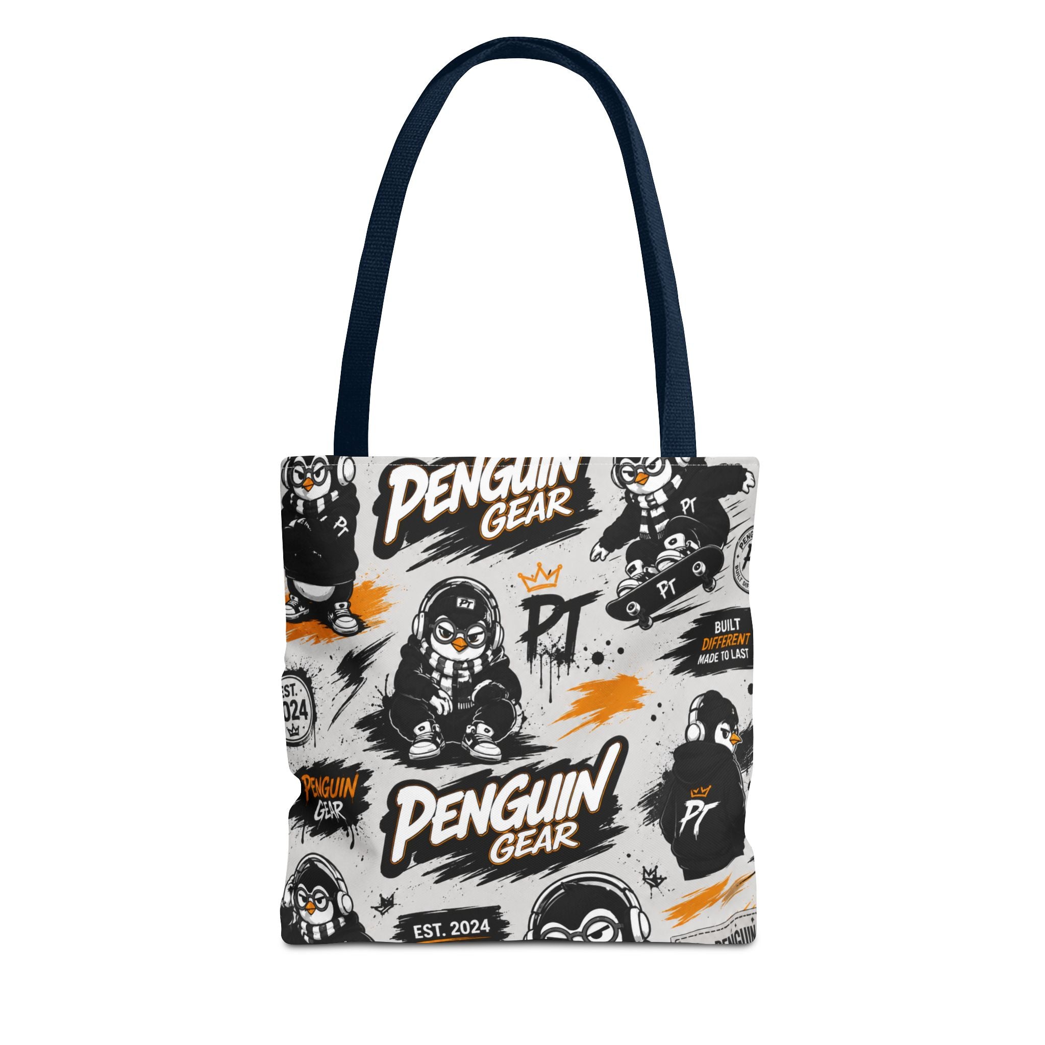 PENGU Penguin Gear Graphic Tote Bag — All-Over-Print Streetwear Tote