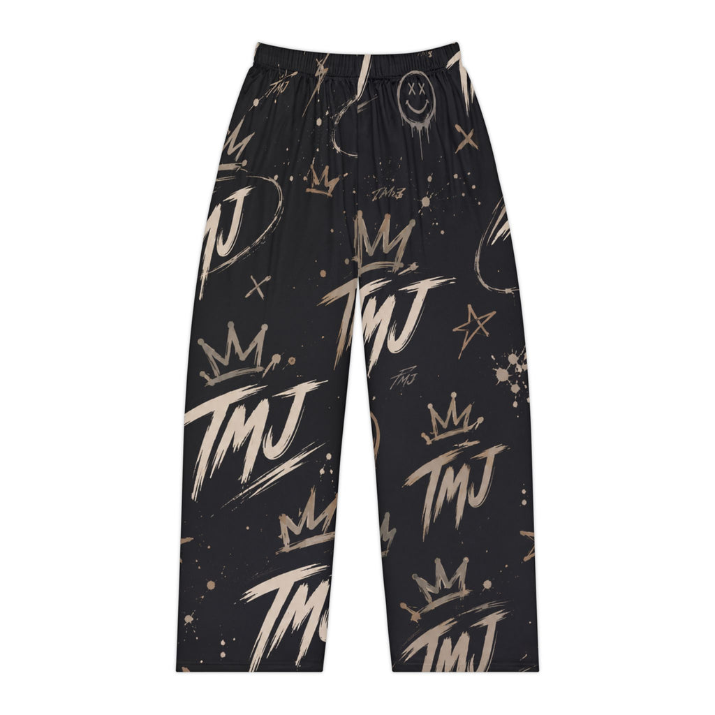 PENGU TMJ Pajama Pants — Women's Relaxed Sleepwear with Crown & Graffiti Print