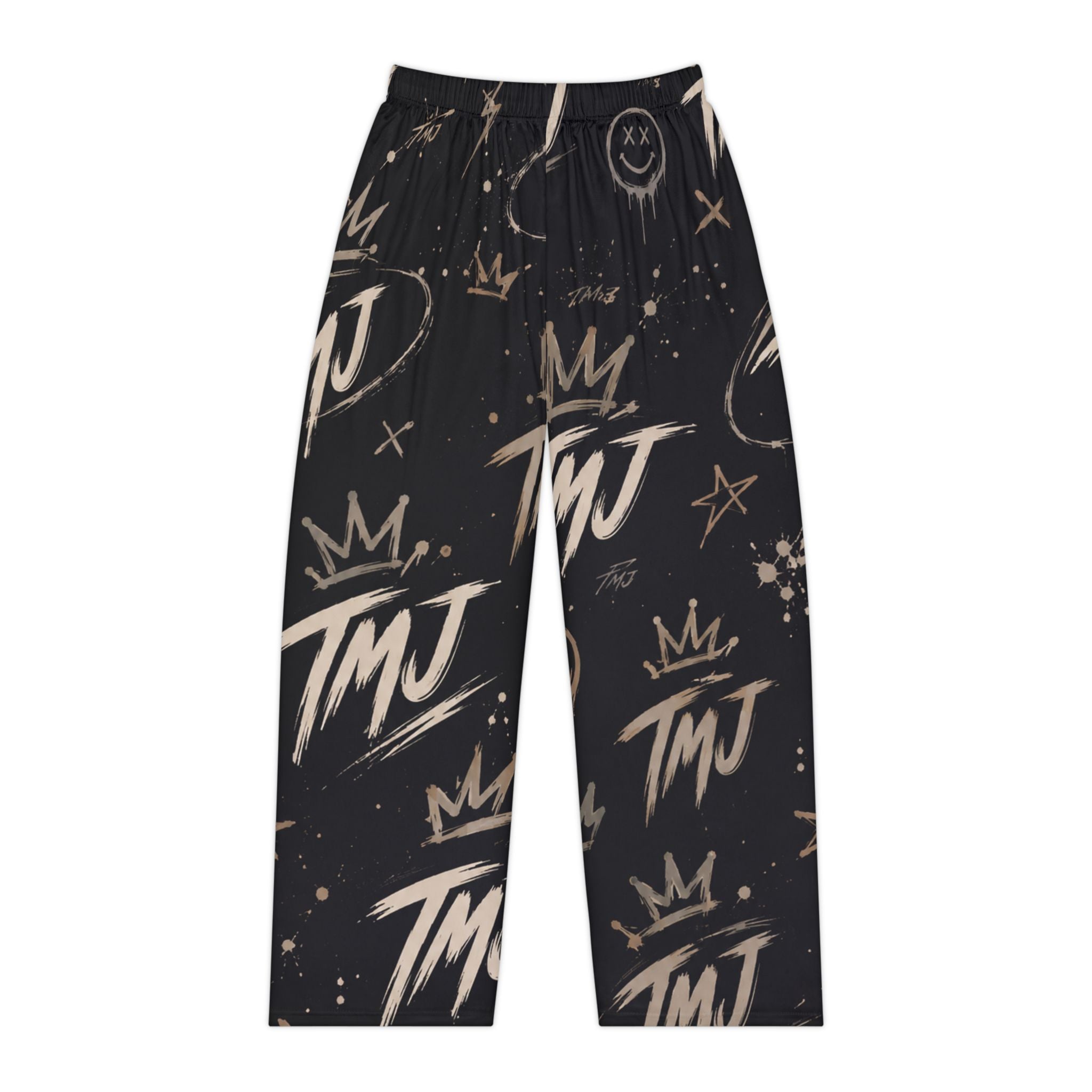 PENGU TMJ Pajama Pants — Women's Relaxed Sleepwear with Crown & Graffiti Print