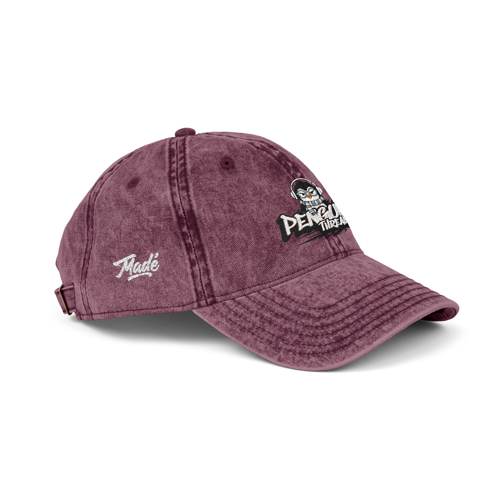PENGU Vintage Embroidered Baseball Cap — 'Penguin Threads' Logo