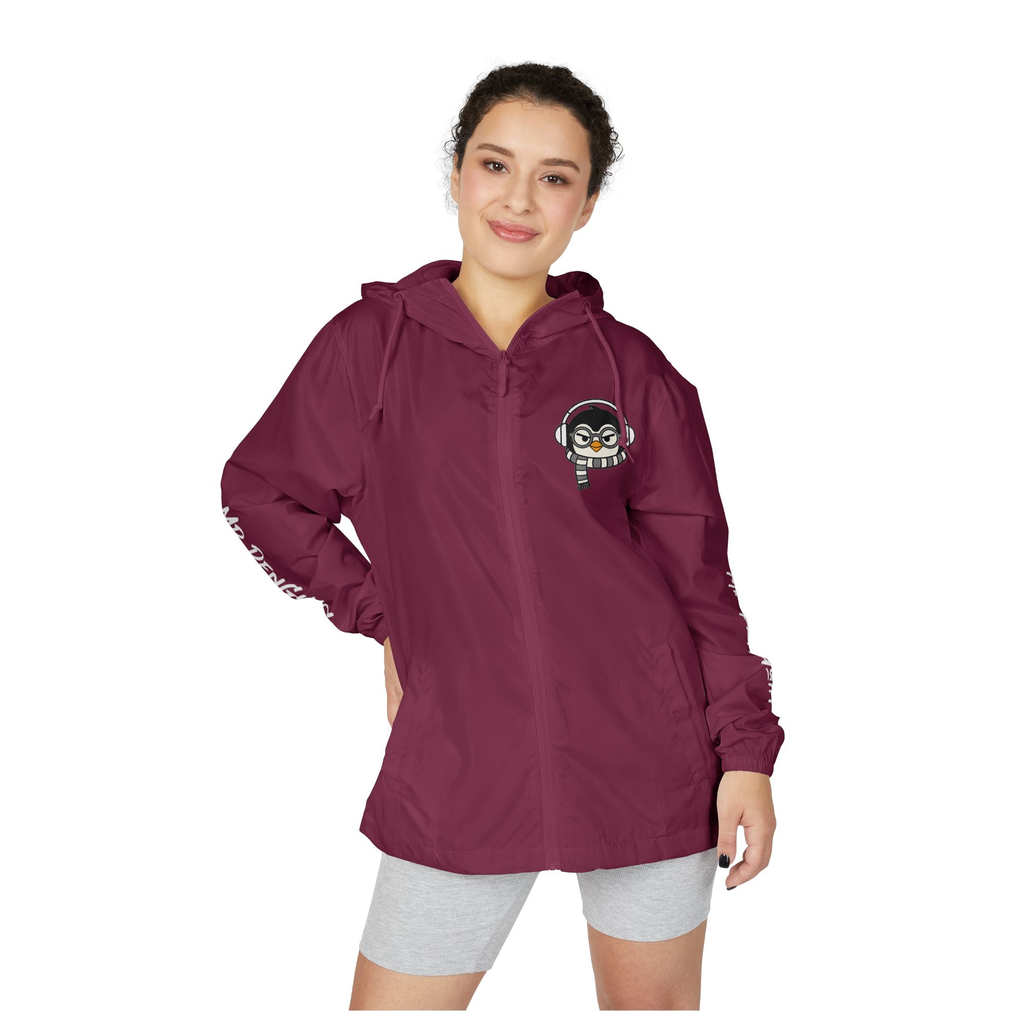 PENGU Windbreaker Jacket — 'Beauty Seen Different Being' Graphic Hooded Windbreaker