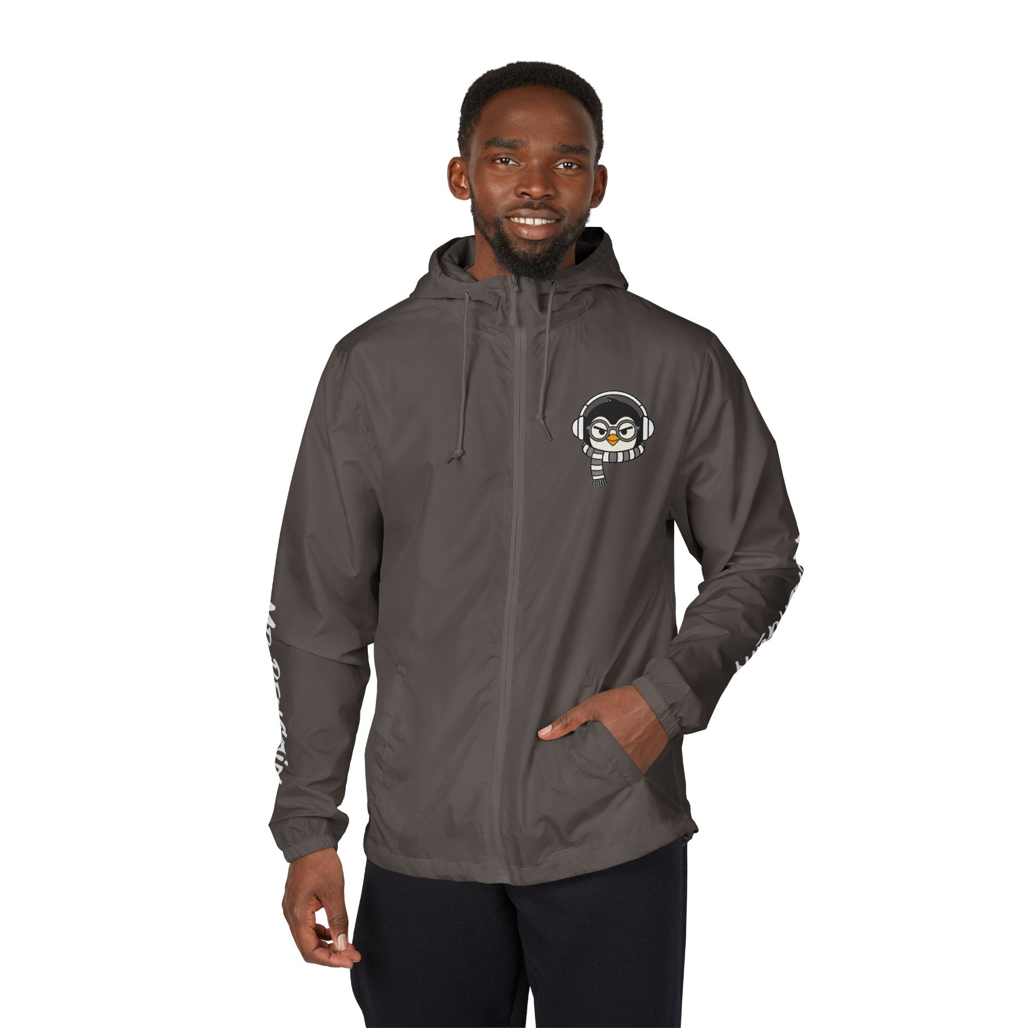 PENGU Windbreaker Jacket — 'Beauty Seen Different Being' Graphic Hooded Windbreaker