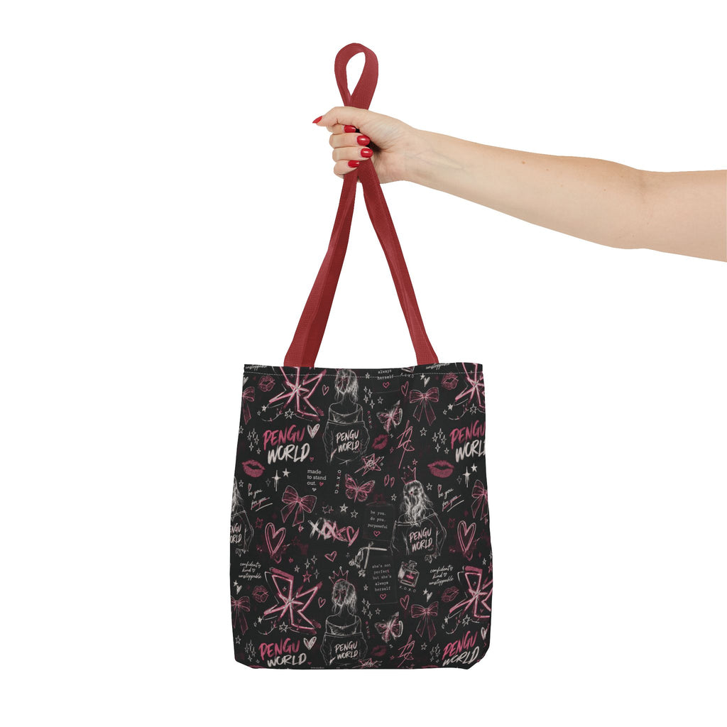 PENGU Edgy Black & Pink Tote Bag