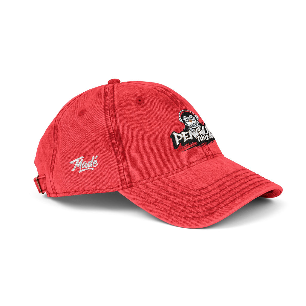 PENGU Vintage Embroidered Baseball Cap — 'Penguin Threads' Logo