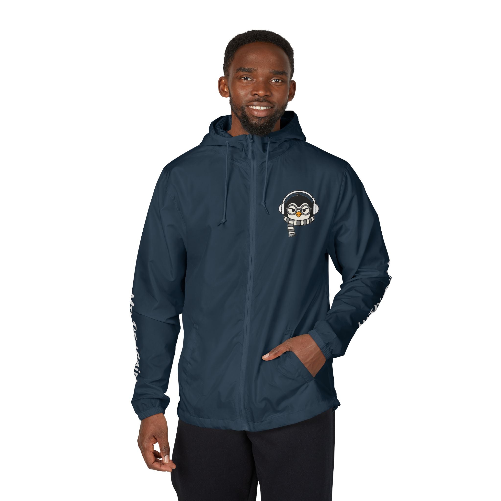PENGU Windbreaker Jacket — 'Beauty Seen Different Being' Graphic Hooded Windbreaker