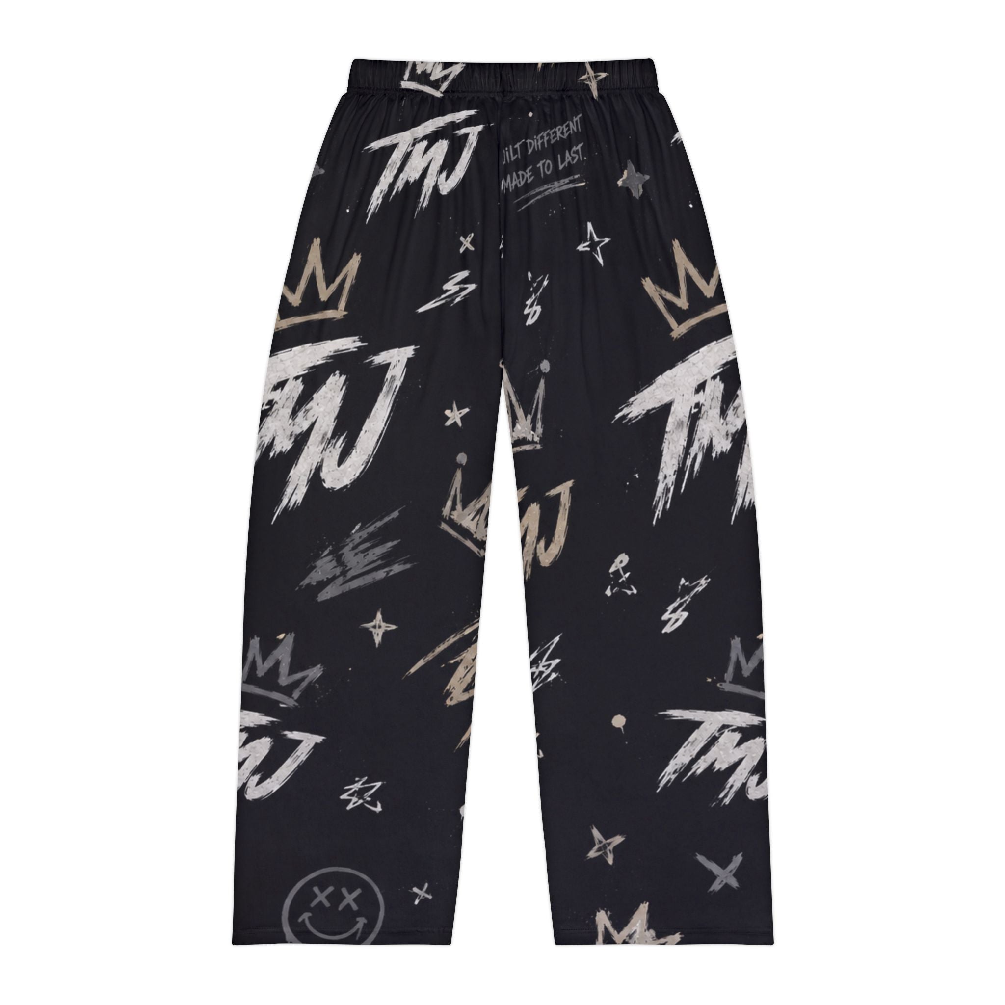 PENGU Men's Graphite Pajama Pants — Crown & TMJ All‑Over Print Lounge Pants