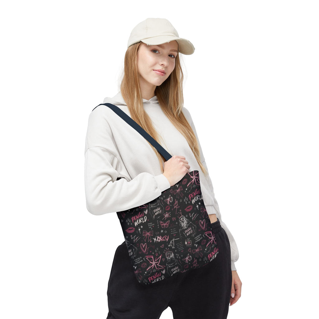 PENGU Edgy Black & Pink Tote Bag