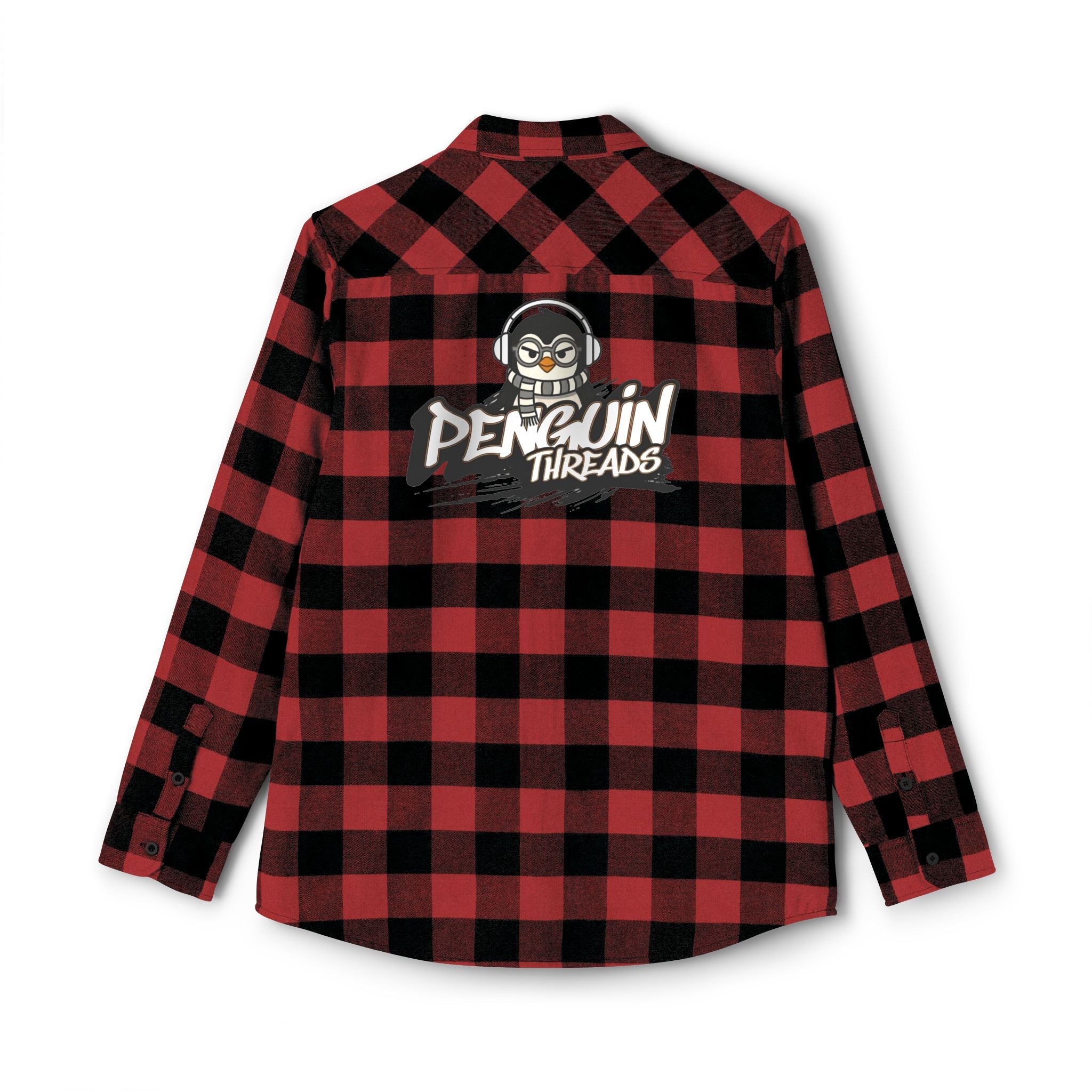 PENGU "Penguin Threads" Buffalo Plaid Flannel Shirt — Branded Logo Chest & Back