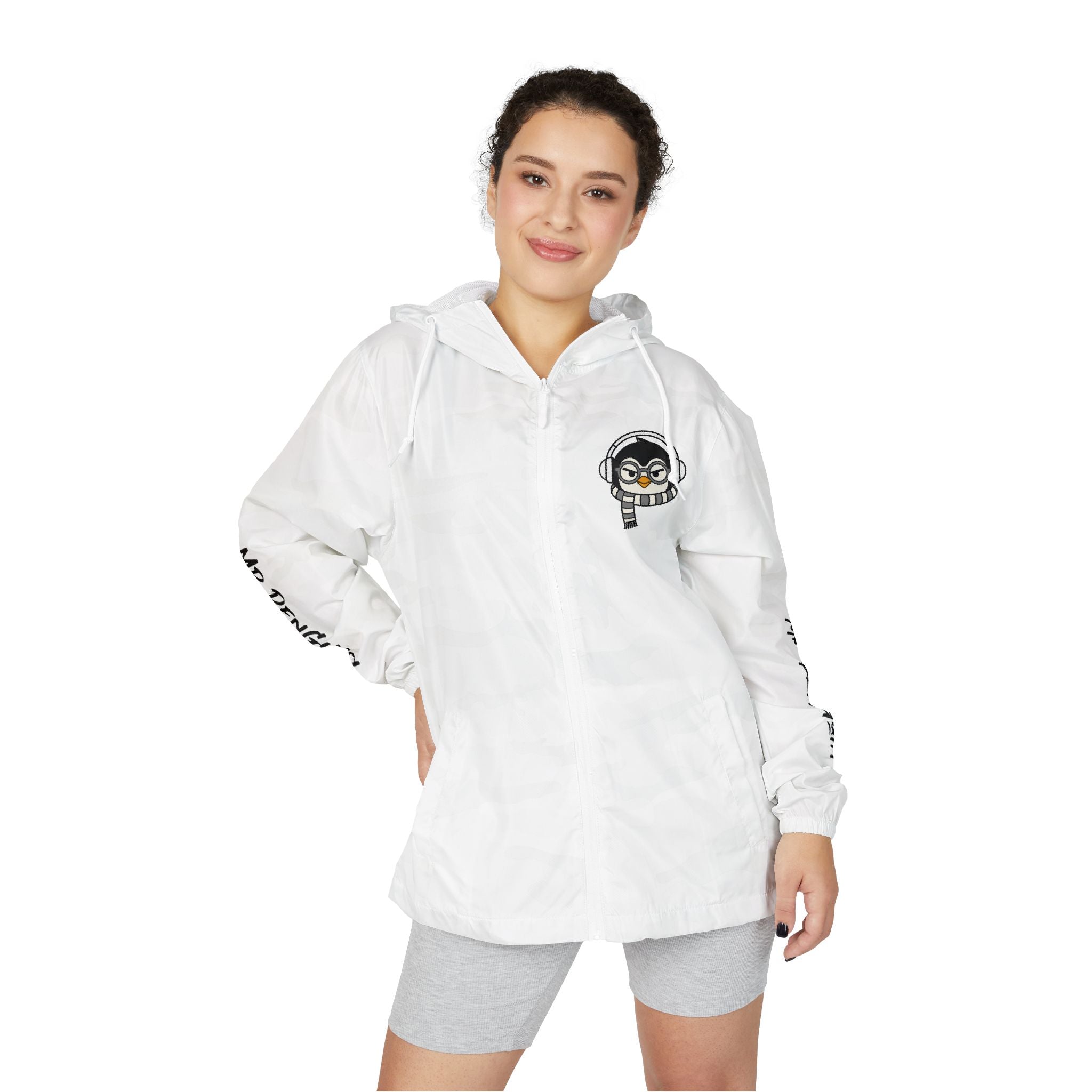 PENGU Windbreaker Jacket — 'Beauty Seen Different Being' Graphic Hooded Windbreaker