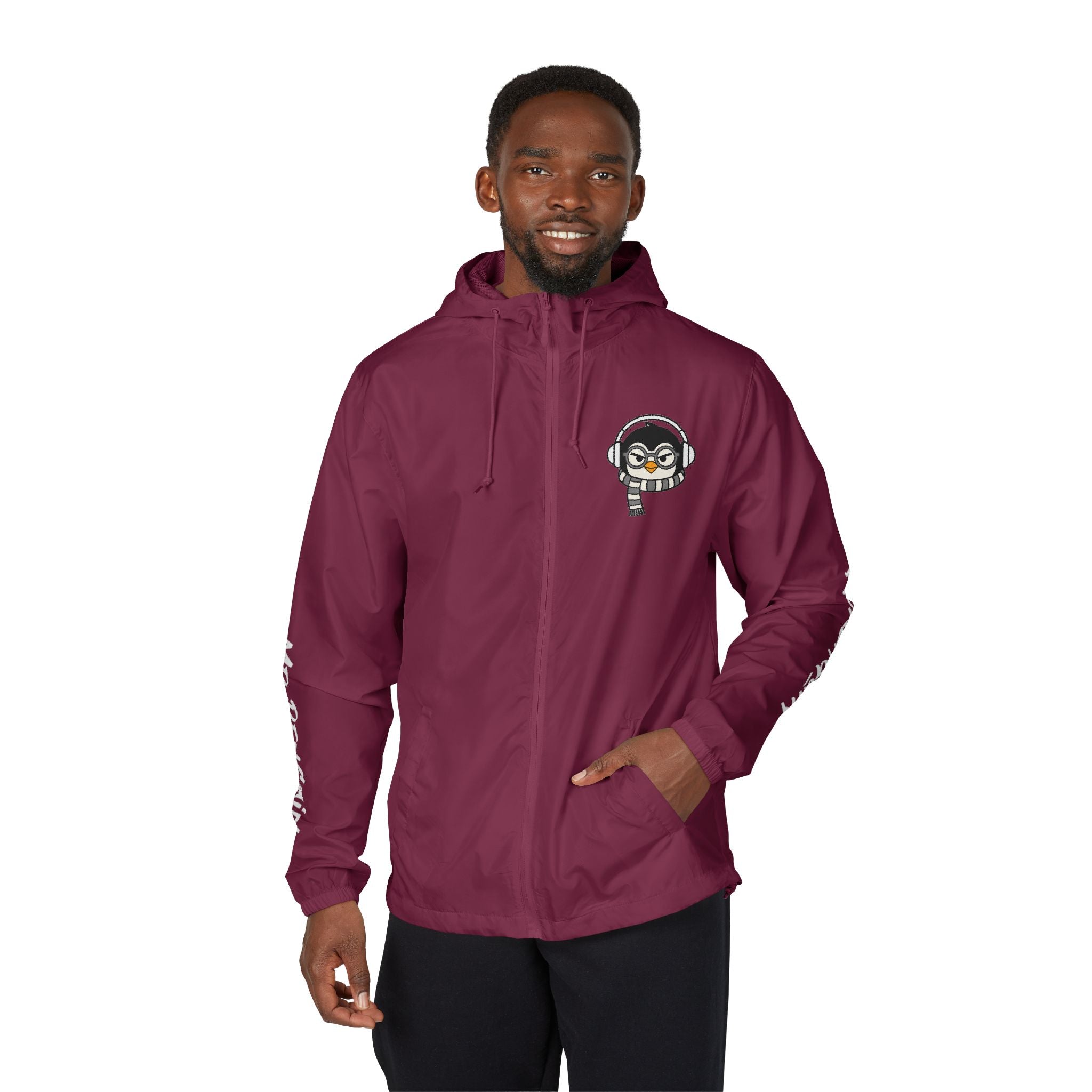 PENGU Windbreaker Jacket — 'Beauty Seen Different Being' Graphic Hooded Windbreaker
